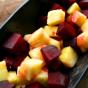 A very colourful salad, with deep red beetroots and bright yellow pineapple